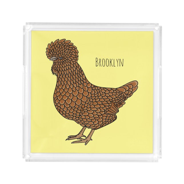 Chamois polish chicken cartoon illustration acrylic tray (Front)