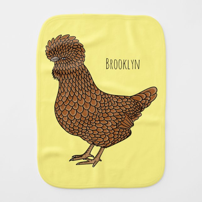 Chamois polish chicken cartoon illustration baby burp cloth (Front)