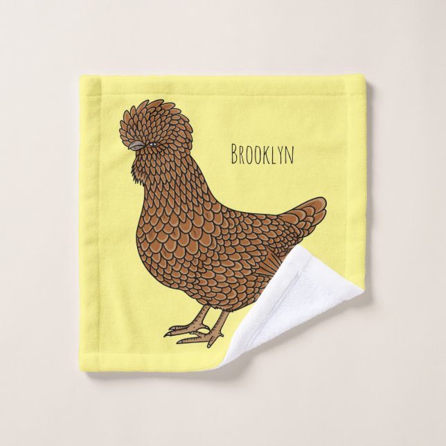 Chamois polish chicken cartoon illustration  bath towel set (Wash Cloth)