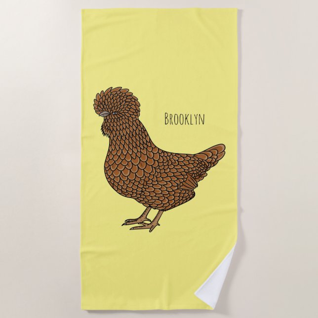 Chamois polish chicken cartoon illustration beach towel (Front)