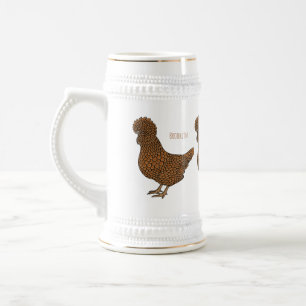 Chamois polish chicken cartoon illustration  beer stein