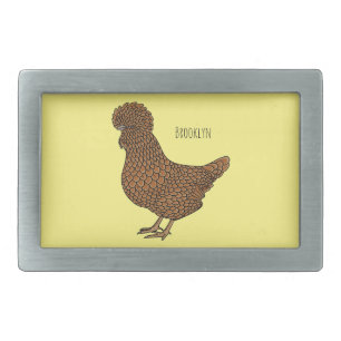 Chamois polish chicken cartoon illustration  belt buckle