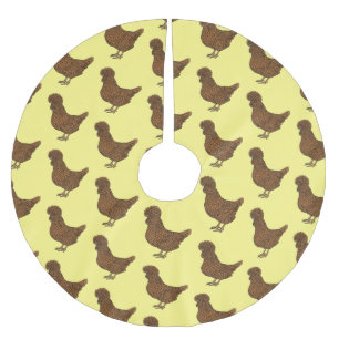 Chamois polish chicken cartoon illustration brushed polyester tree skirt
