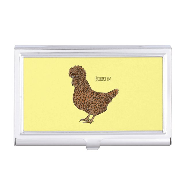 Chamois polish chicken cartoon illustration business card case (Front)