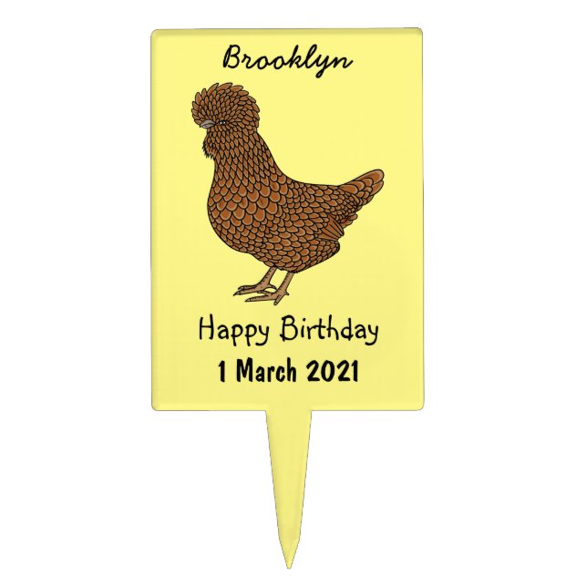 Chamois polish chicken cartoon illustration  cake topper (Front)