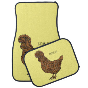 Chamois polish chicken cartoon illustration car floor mat