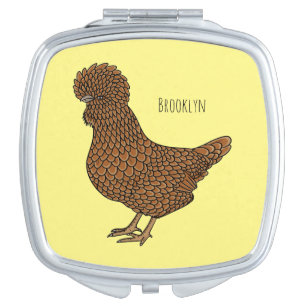 Chamois polish chicken cartoon illustration  compact mirror