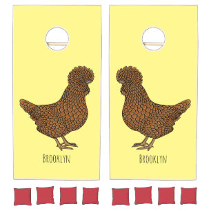 Chamois polish chicken cartoon illustration cornhole set