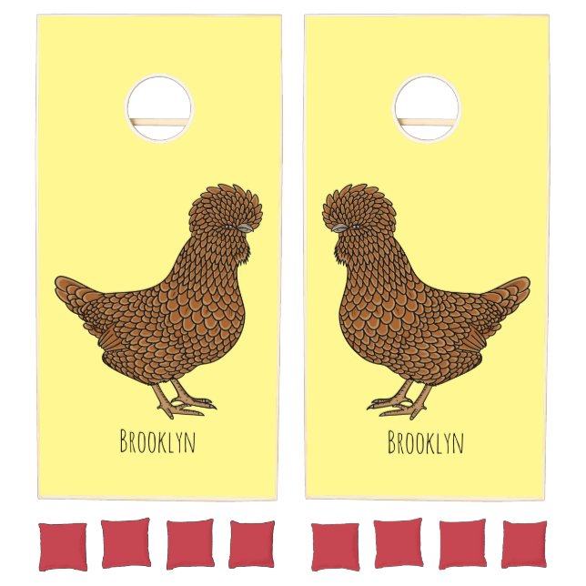 Chamois polish chicken cartoon illustration cornhole set (Set)