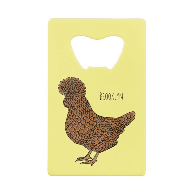Chamois polish chicken cartoon illustration credit card bottle opener (Front)