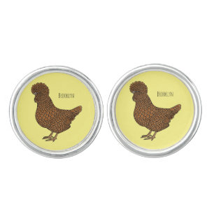 Chamois polish chicken cartoon illustration cufflinks
