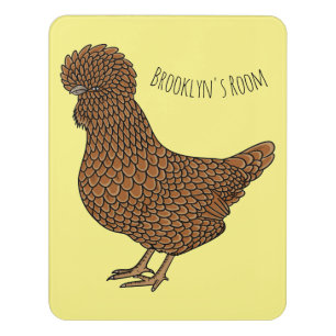 Chamois polish chicken cartoon illustration  door sign