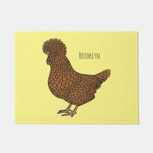 Chamois polish chicken cartoon illustration  doormat