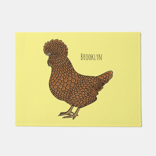 Chamois polish chicken cartoon illustration  doormat (Front)