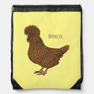 Chamois polish chicken cartoon illustration  drawstring bag