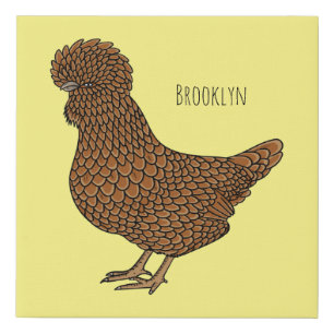 Chamois polish chicken cartoon illustration  faux canvas print
