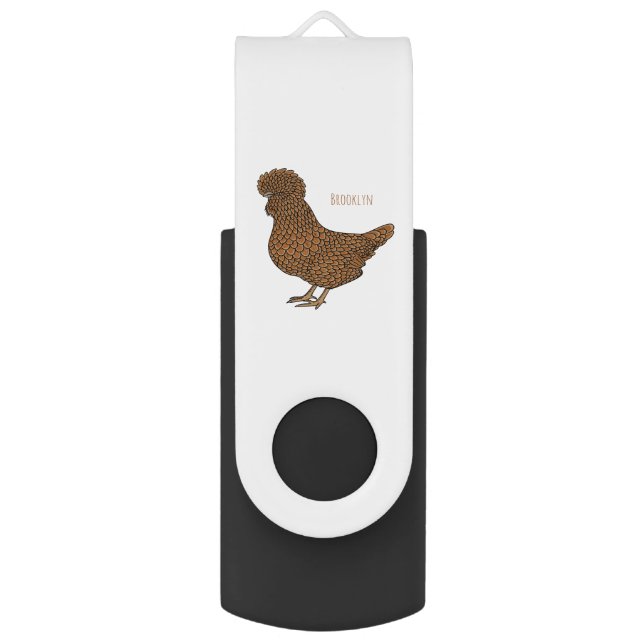 Chamois polish chicken cartoon illustration flash drive (Front Vertical)