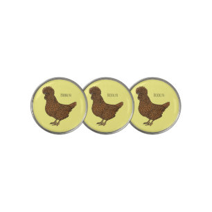 Chamois polish chicken cartoon illustration  golf ball marker