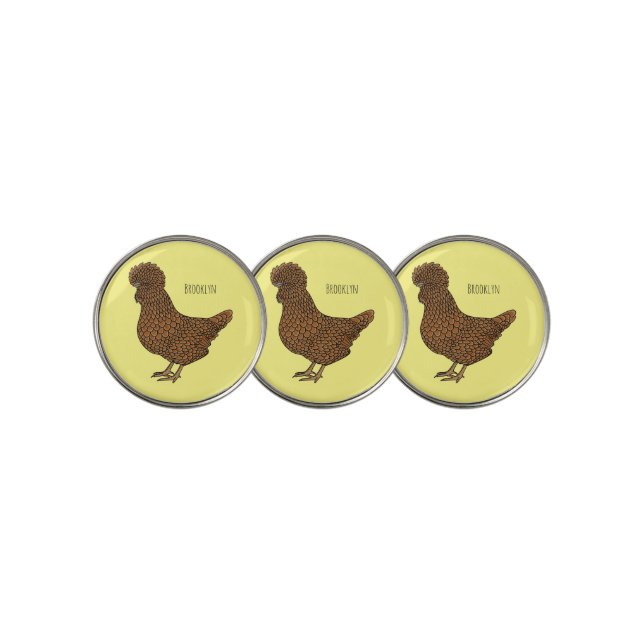 Chamois polish chicken cartoon illustration  golf ball marker (3 Up)