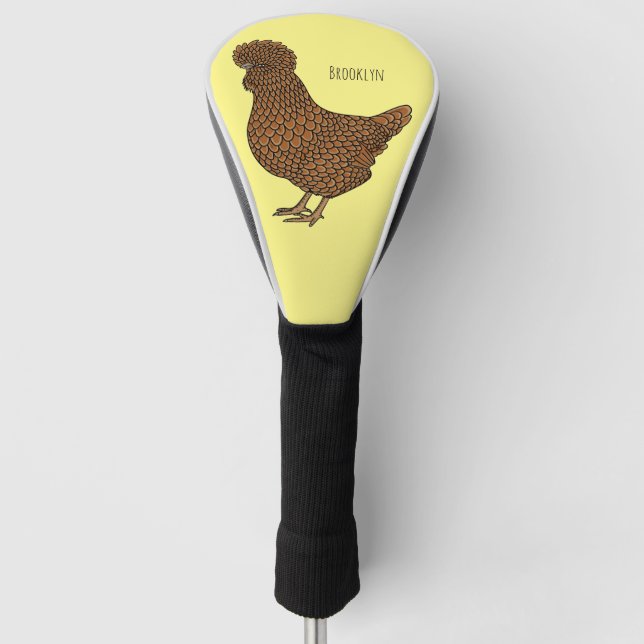 Chamois polish chicken cartoon illustration golf head cover (Front)