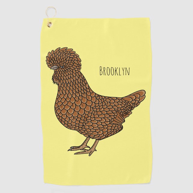 Chamois polish chicken cartoon illustration  golf towel (Front)