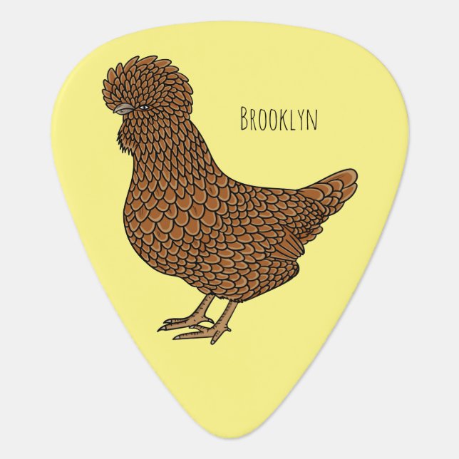 Chamois polish chicken cartoon illustration  guitar pick (Front)