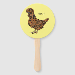 Chamois polish chicken cartoon illustration  hand fan