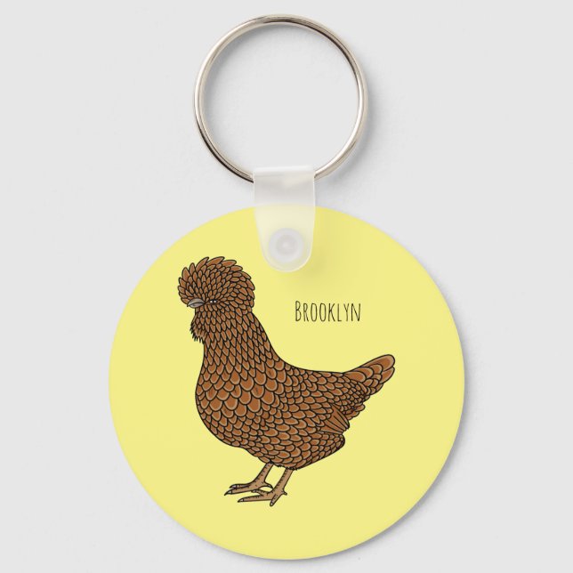 Chamois polish chicken cartoon illustration  keychain (Front)