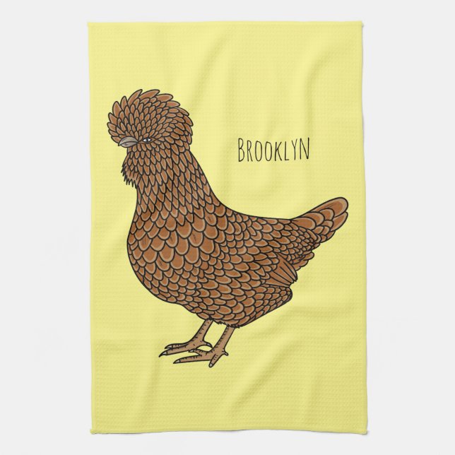 Chamois polish chicken cartoon illustration  kitchen towel (Vertical)