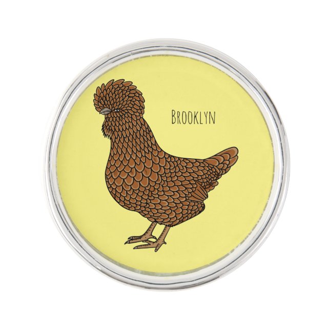 Chamois polish chicken cartoon illustration  lapel pin (Front)