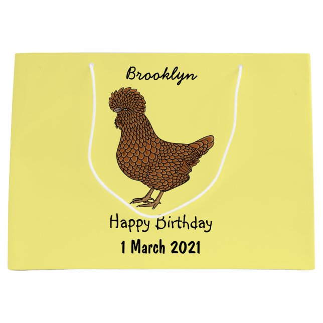 Chamois polish chicken cartoon illustration large gift bag (Front)