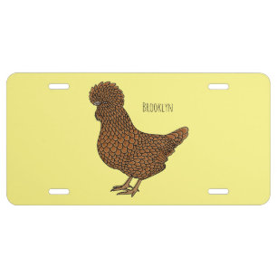 Chamois polish chicken cartoon illustration license plate