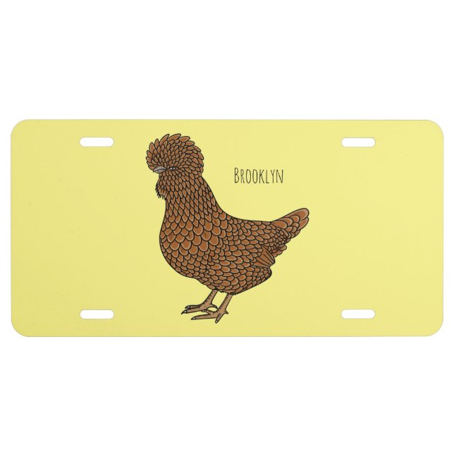 Chamois polish chicken cartoon illustration license plate (Front)