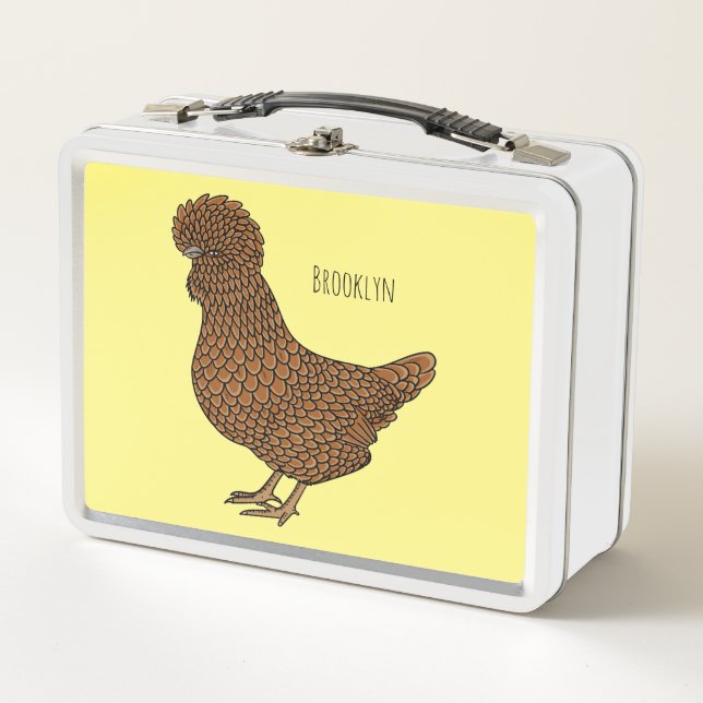 Chamois polish chicken cartoon illustration metal lunch box (Front)