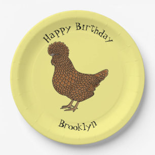 Chamois polish chicken cartoon illustration  paper plates