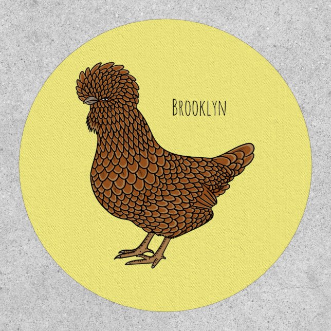 Chamois polish chicken cartoon illustration patch (Front)