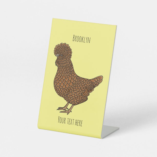 Chamois polish chicken cartoon illustration pedestal sign (Front)