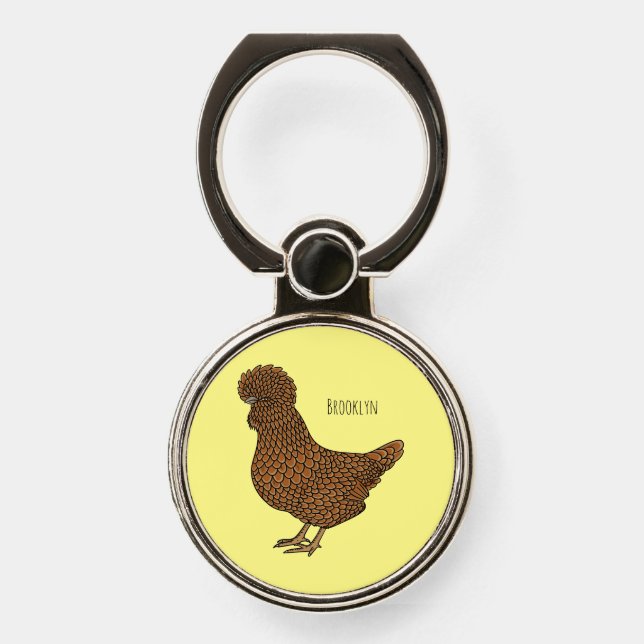Chamois polish chicken cartoon illustration  phone ring stand (Front)
