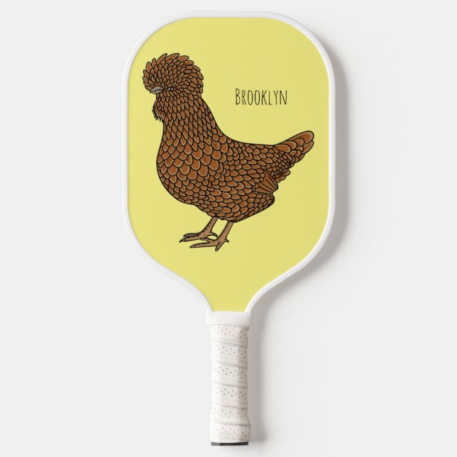 Chamois polish chicken cartoon illustration  pickleball paddle (Front)