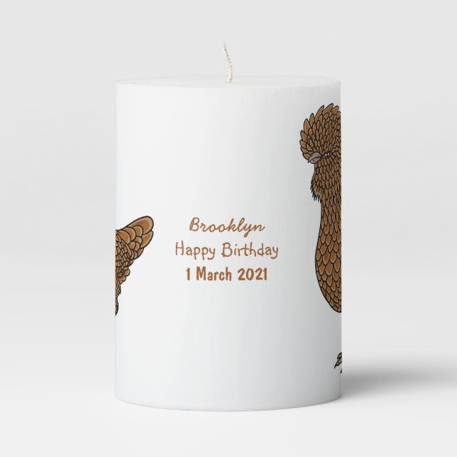 Chamois polish chicken cartoon illustration  pillar candle (Front)