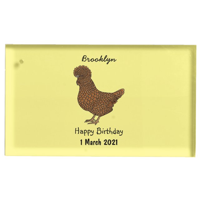 Chamois polish chicken cartoon illustration  place card holder (Front)