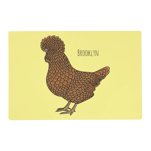 Chamois polish chicken cartoon illustration placemat (Front)