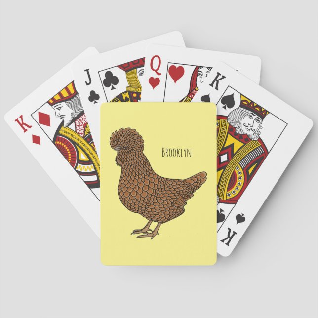 Chamois polish chicken cartoon illustration poker cards (Back)