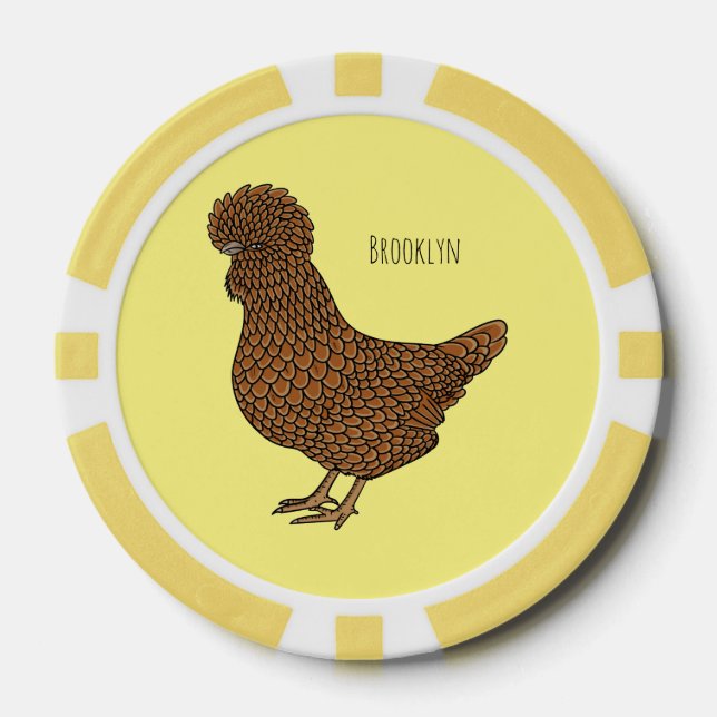 Chamois polish chicken cartoon illustration  poker chips (Front)