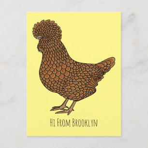 Chamois polish chicken cartoon illustration postcard