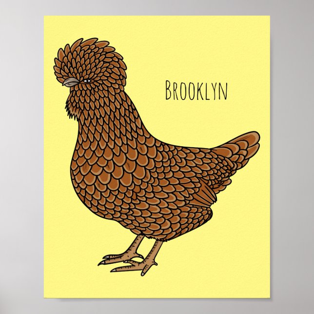 Chamois polish chicken cartoon illustration  poster (Front)