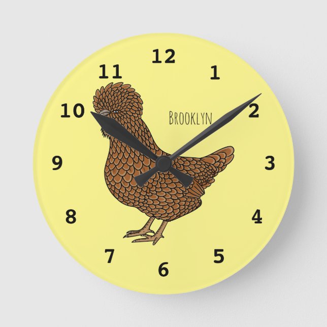 Chamois polish chicken cartoon illustration  round clock (Front)