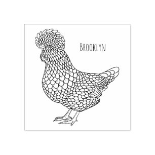 Chamois polish chicken cartoon illustration rubber stamp