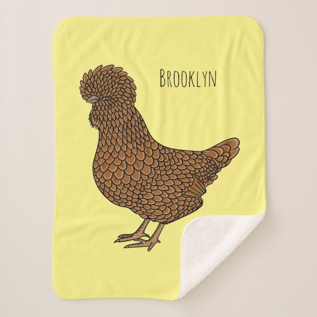 Chamois polish chicken cartoon illustration sherpa blanket (Front)