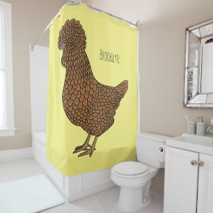 Chamois polish chicken cartoon illustration shower curtain